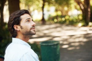 Man Wondering, "How Long Does It Take to Detox from Alcohol?"