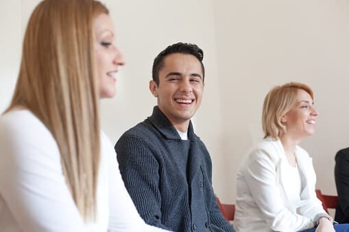 Group talking about drug addiction treatment